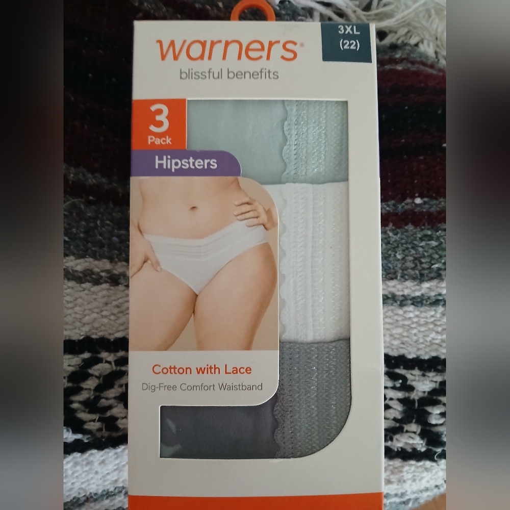 Warner's Hipsters 3-Pack in Blue, White, and Gray